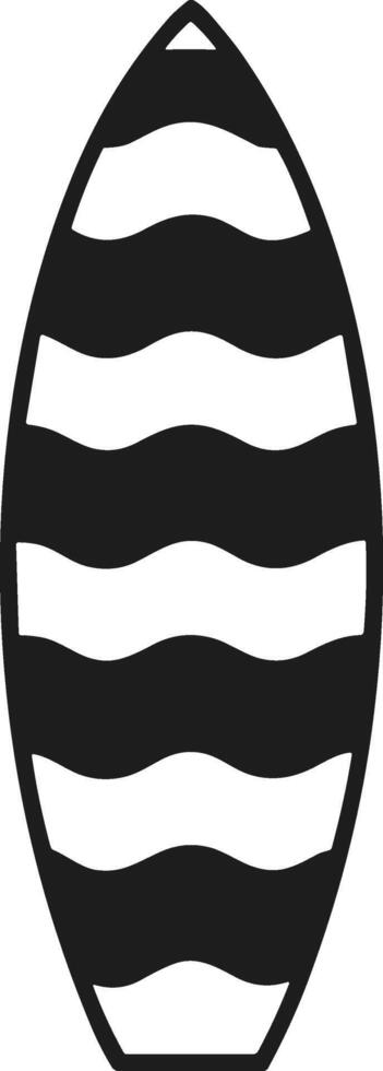 Summer Surfboard Silhouette with Wavy Stripes - Tropical Beach Illustration vector