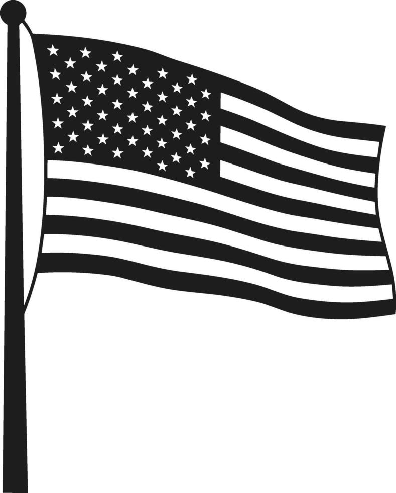 American Flag Silhouette - Patriotic USA Banner in Minimal Black Design vector