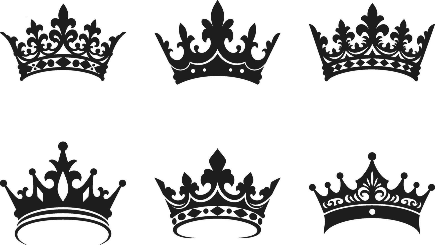 Set of Elegant Crown Silhouettes - Royal Collection vector