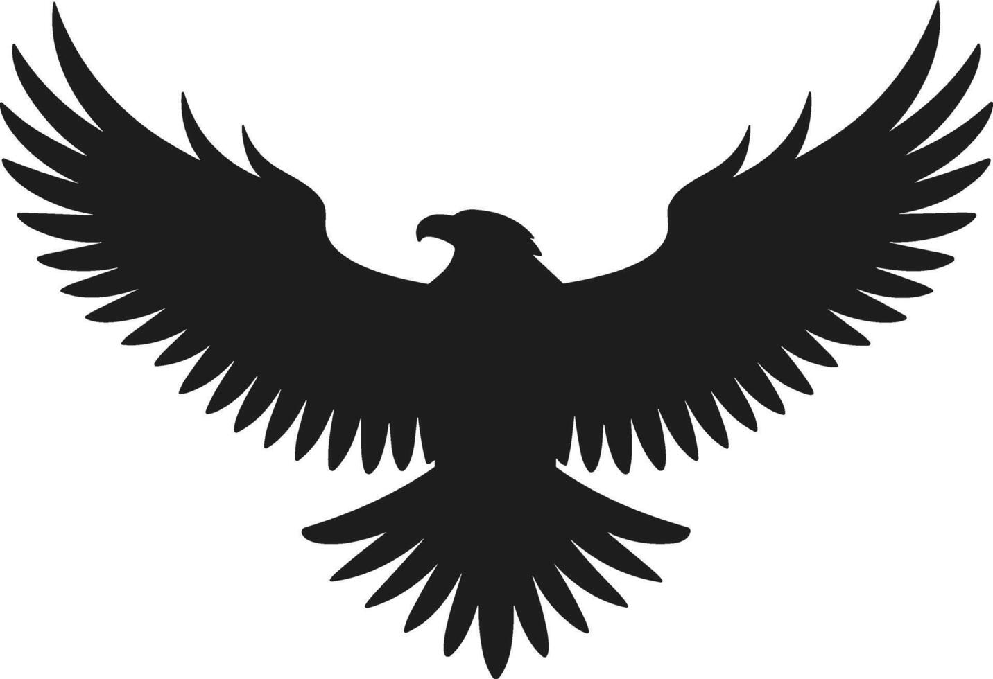 Soaring Eagle Silhouette - Majestic Bird with Spread Wings in Flight vector