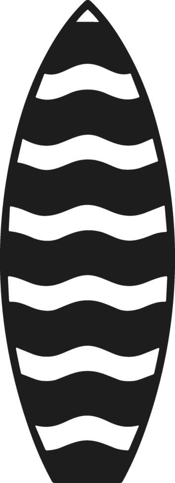 Wavy Striped Surfboard Silhouette - Summer Beach Illustration vector