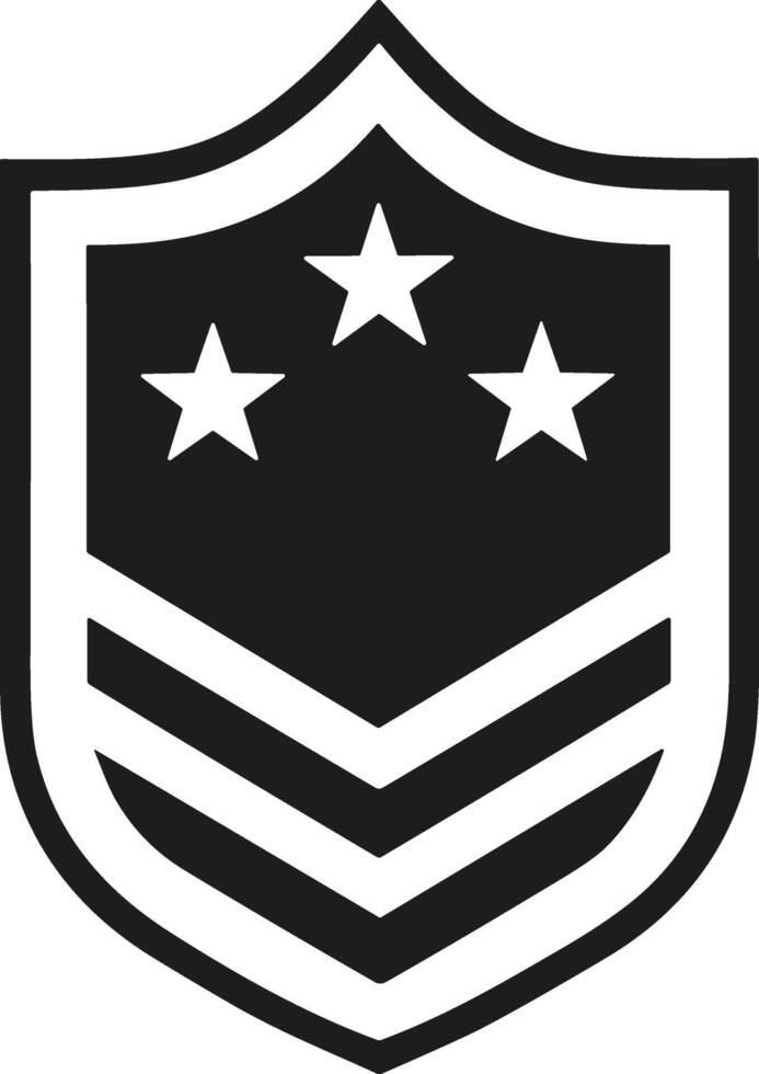 Military Rank Badge Silhouette with Chevron Stripes and Stars vector