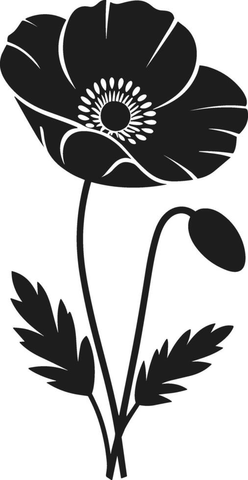 An Elegant Poppy Flower Silhouette - Minimalist Botanical Bloom Design vector