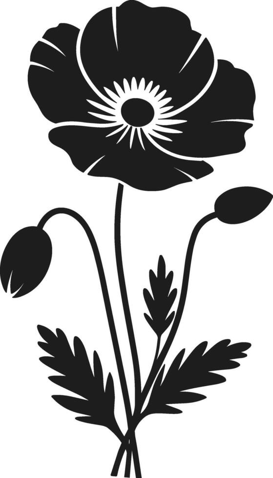 Poppy Flower Silhouette - Elegant Wildflower Botanical Design vector