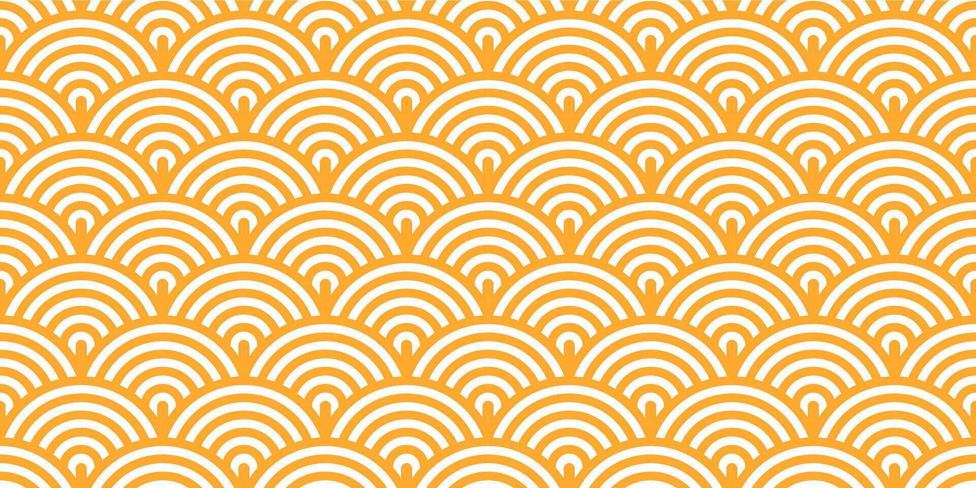 Yellow ramen pasta noodles, seamless scale pattern vector