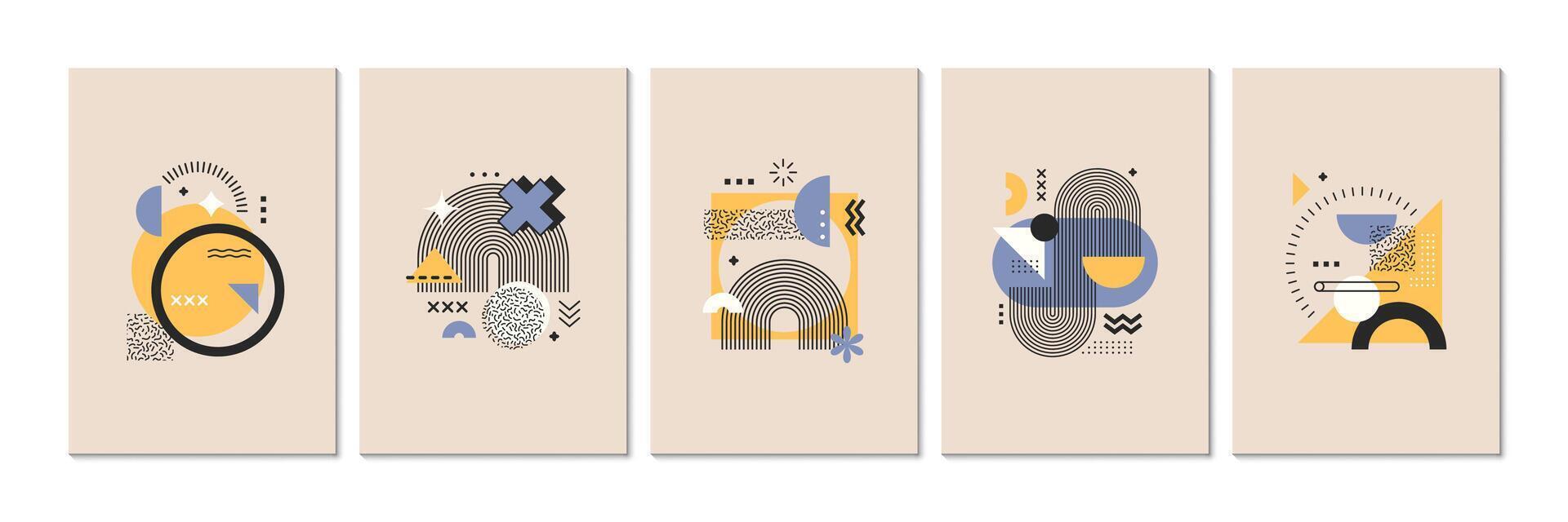 Abstract geometric posters graphic shapes vector