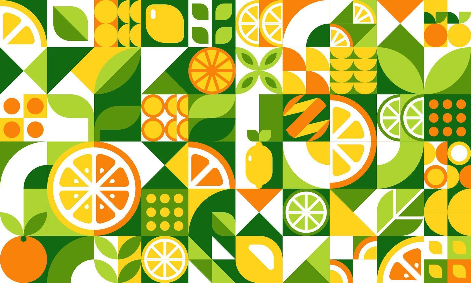 Citrus fruits geometric pattern background vector