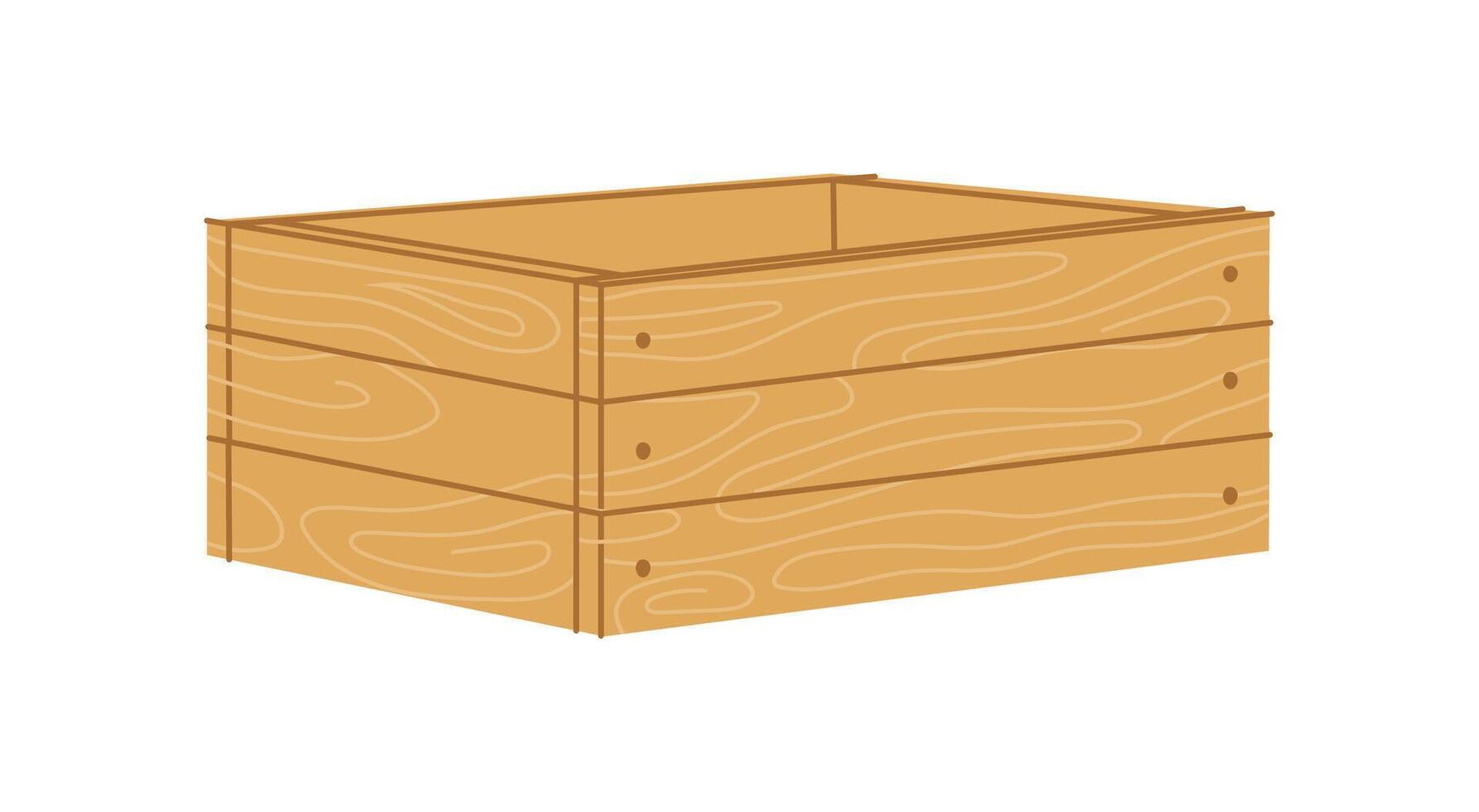 Wooden crate, farmer and gardener box for storing vector