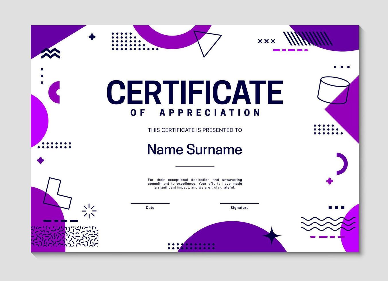 Diploma certificate template with shapes vector
