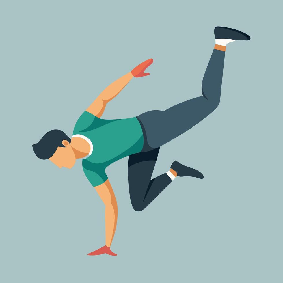 Man in dynamic breakdance pose illustration fitness and urban culture vector