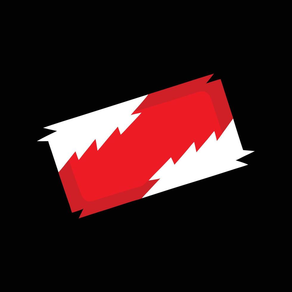Red and white torn paper style graphic on black background illustration vector