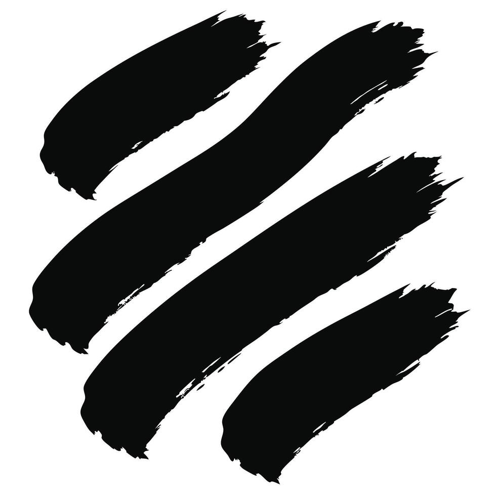 Abstract black brush strokes on white background graphic element illustration vector