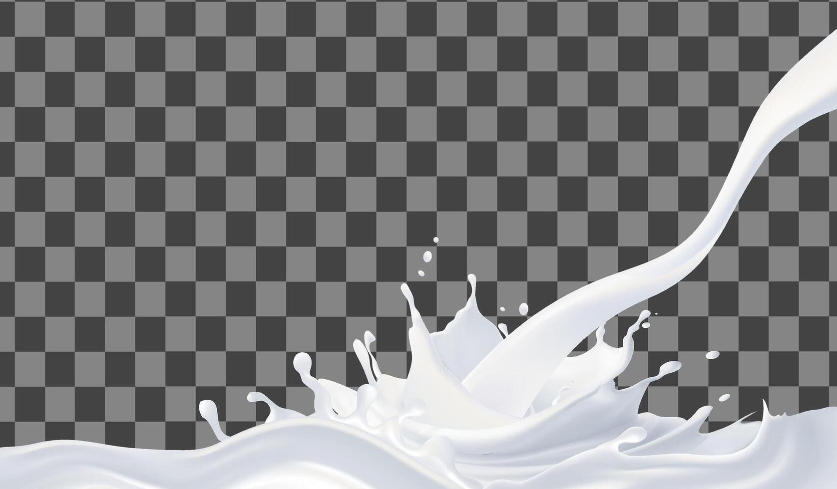 Realistic white milk splash flowing yogurt cream isolated on background. 3d realistic yogurt wave border. Mesh gradient wes used vector
