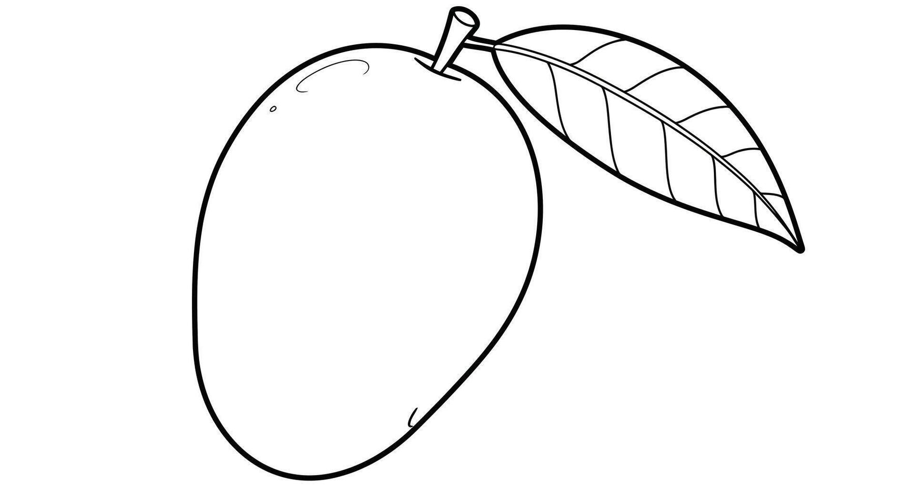 Tropical Mango with Leaf Fun Kids Coloring Page Simple Fruit Outline Illustration vector