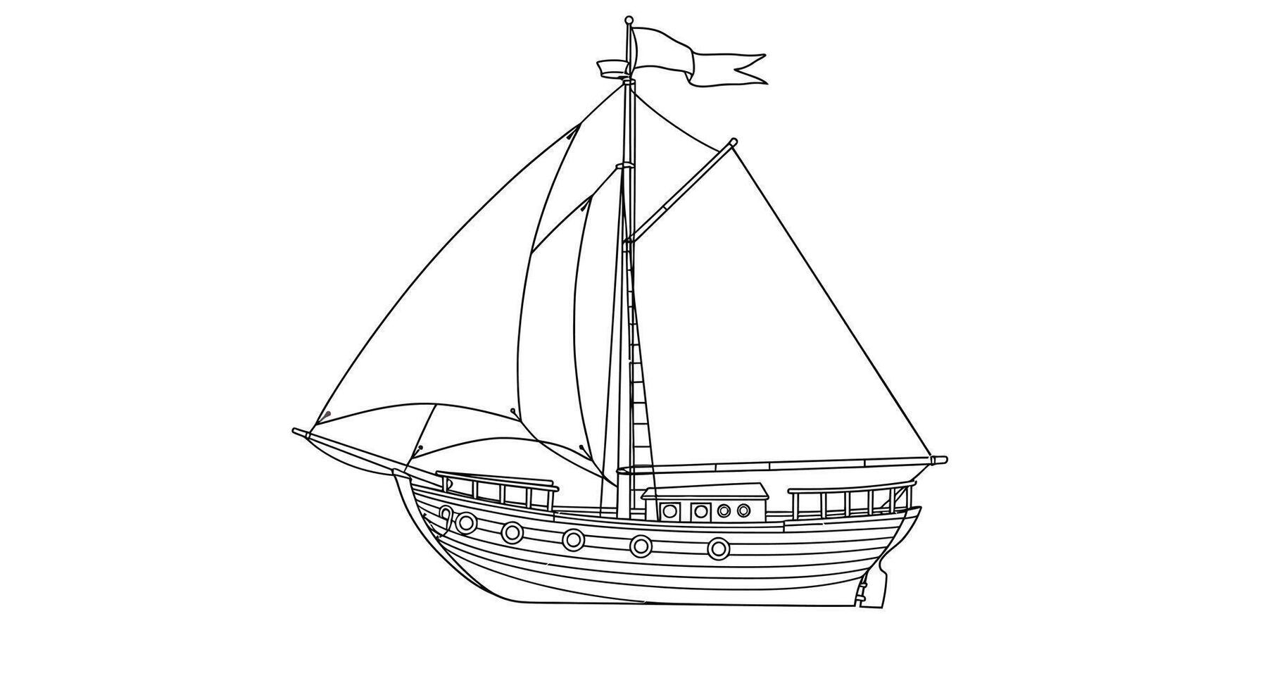 A drawing of a sailing ship on a white background vector