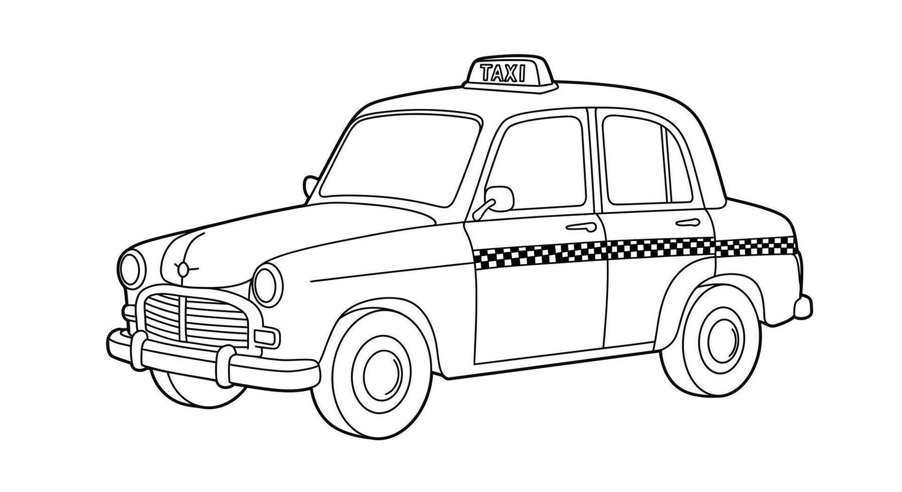 A taxi cab coloring page vector