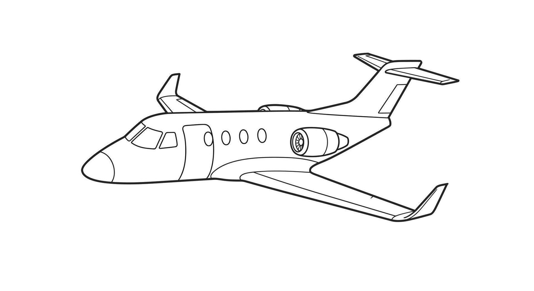 A coloring page of a plane on a white background vector