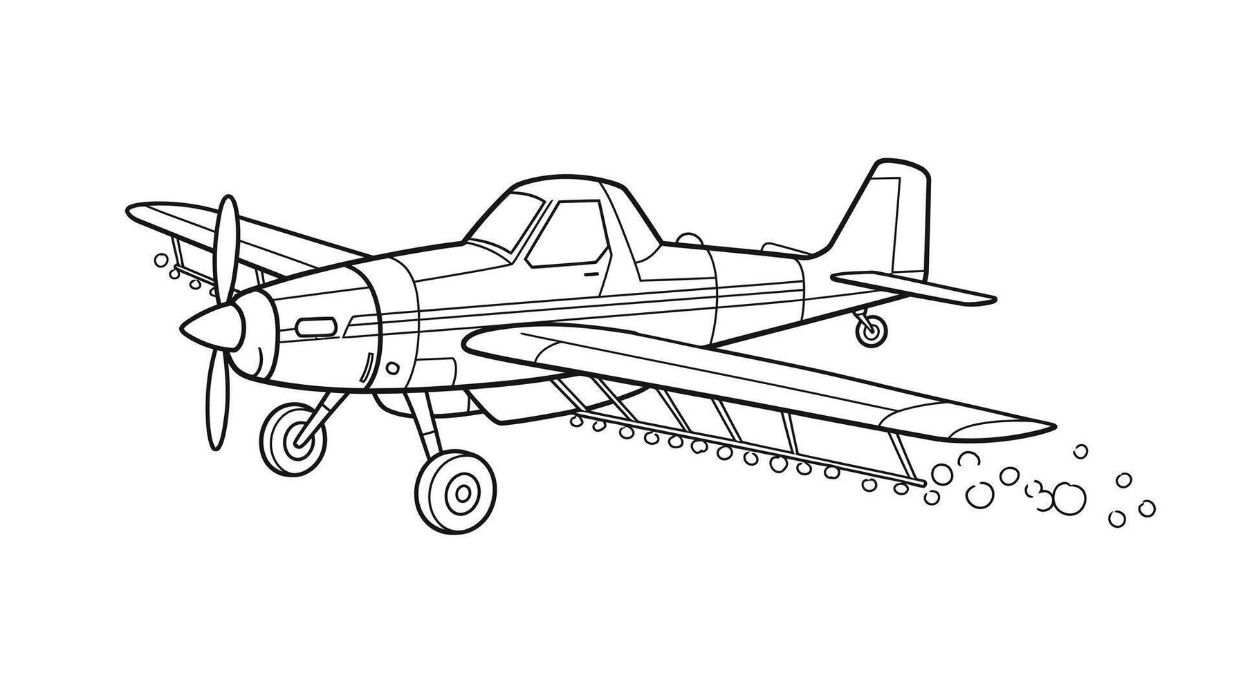 A coloring page of a small airplane vector