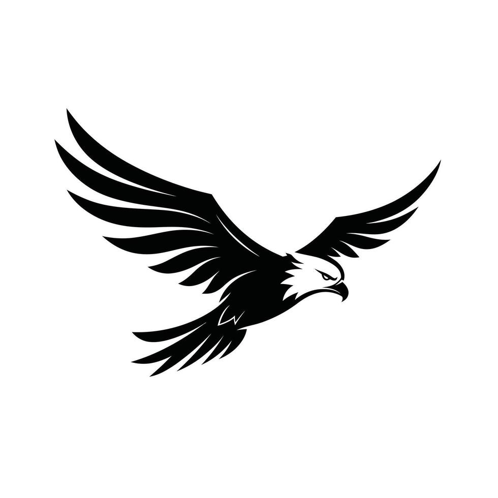 Abstract Eagle in Flight Black and White Logo Design vector