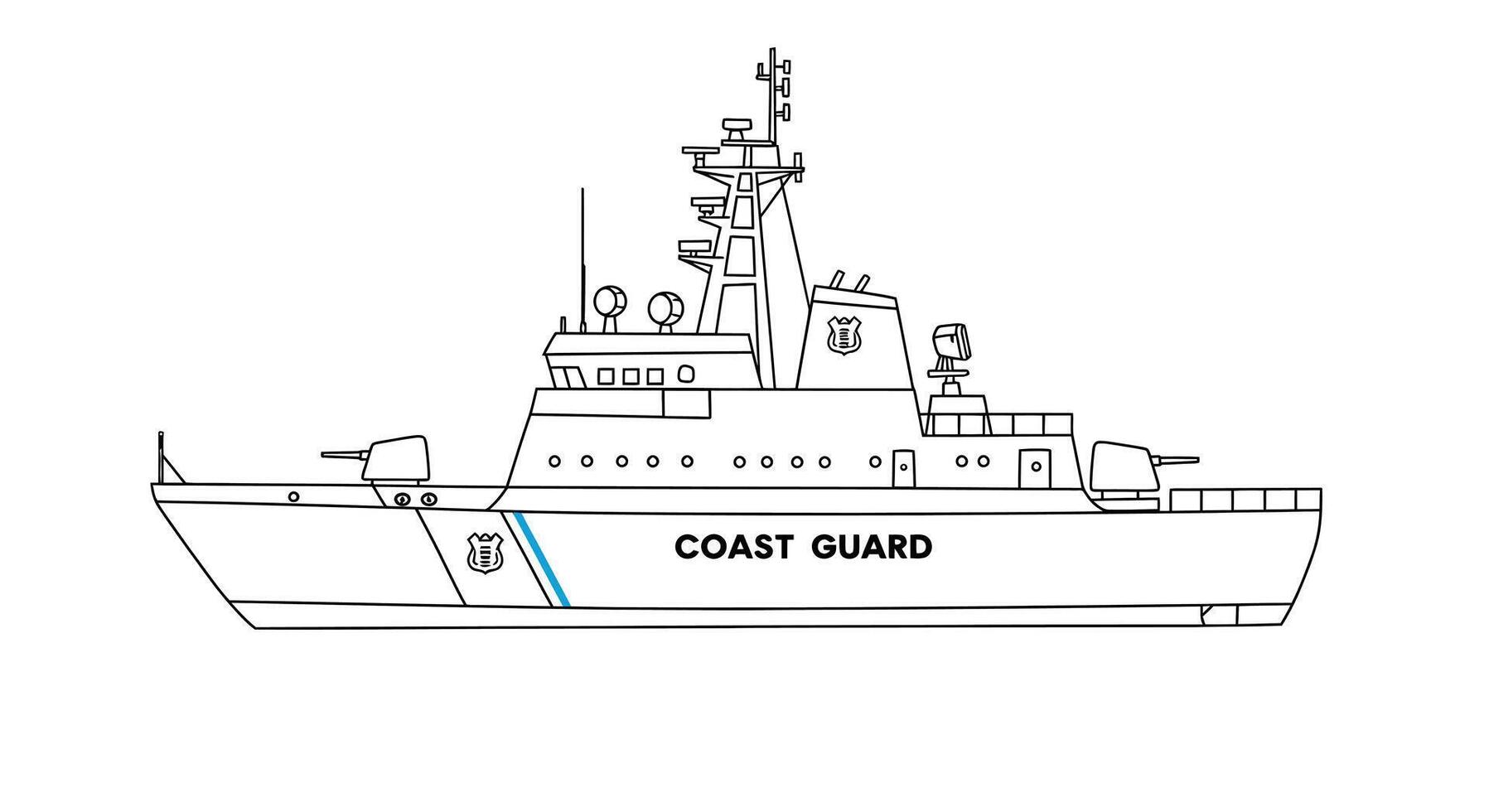 A drawing of a coast guard boat vector
