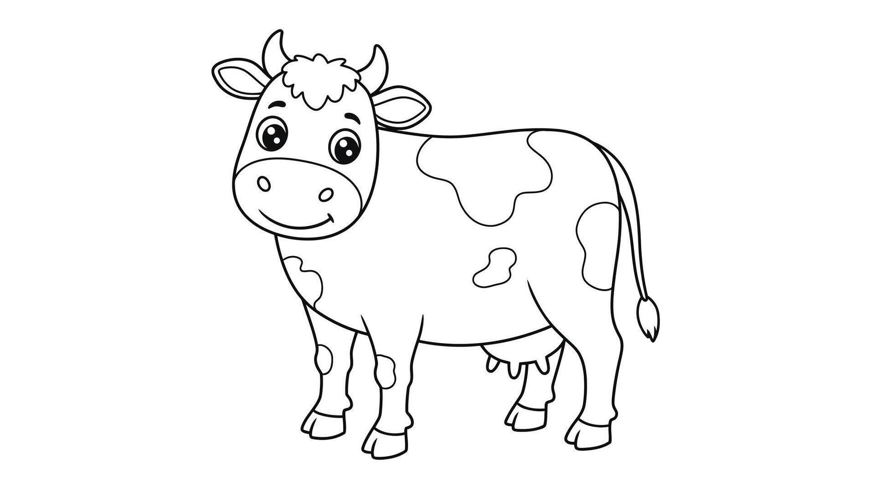 A cow is standing in a line coloring page vector