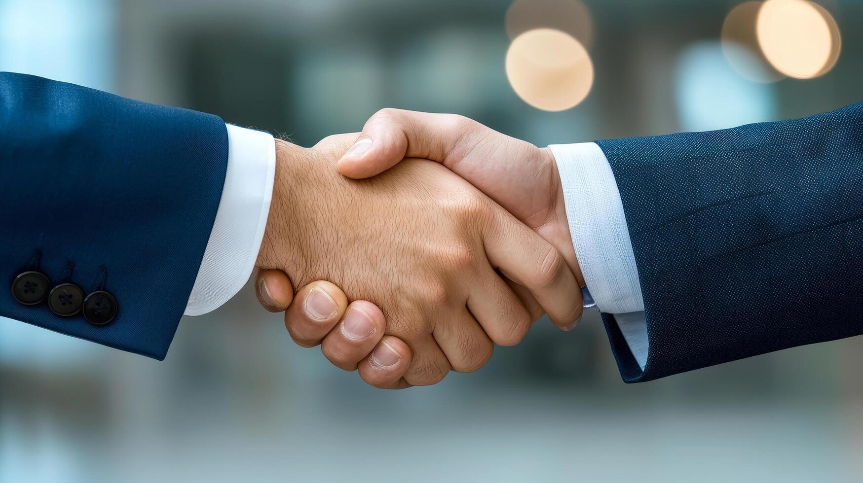 Business professionals shaking hands in agreement. photo