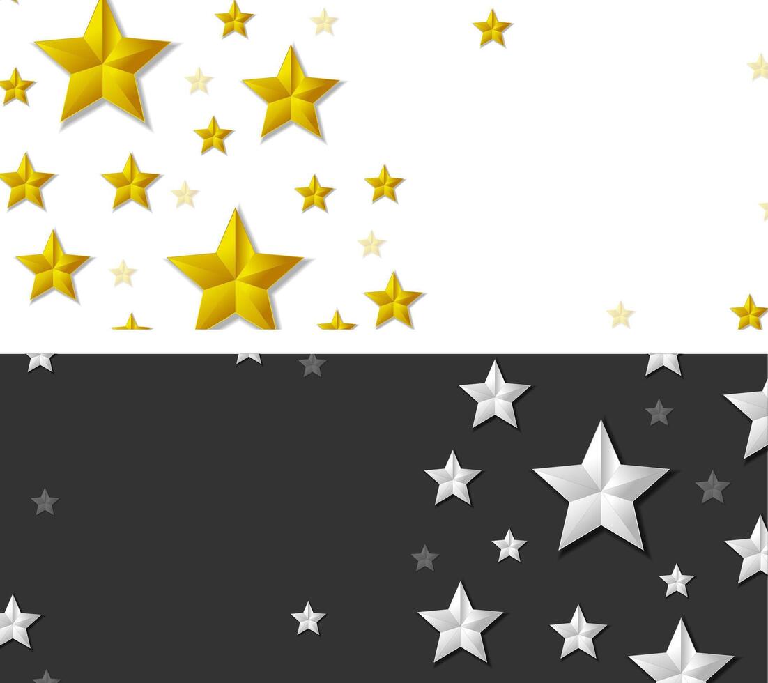 Abstract banners with silver and golden stars vector