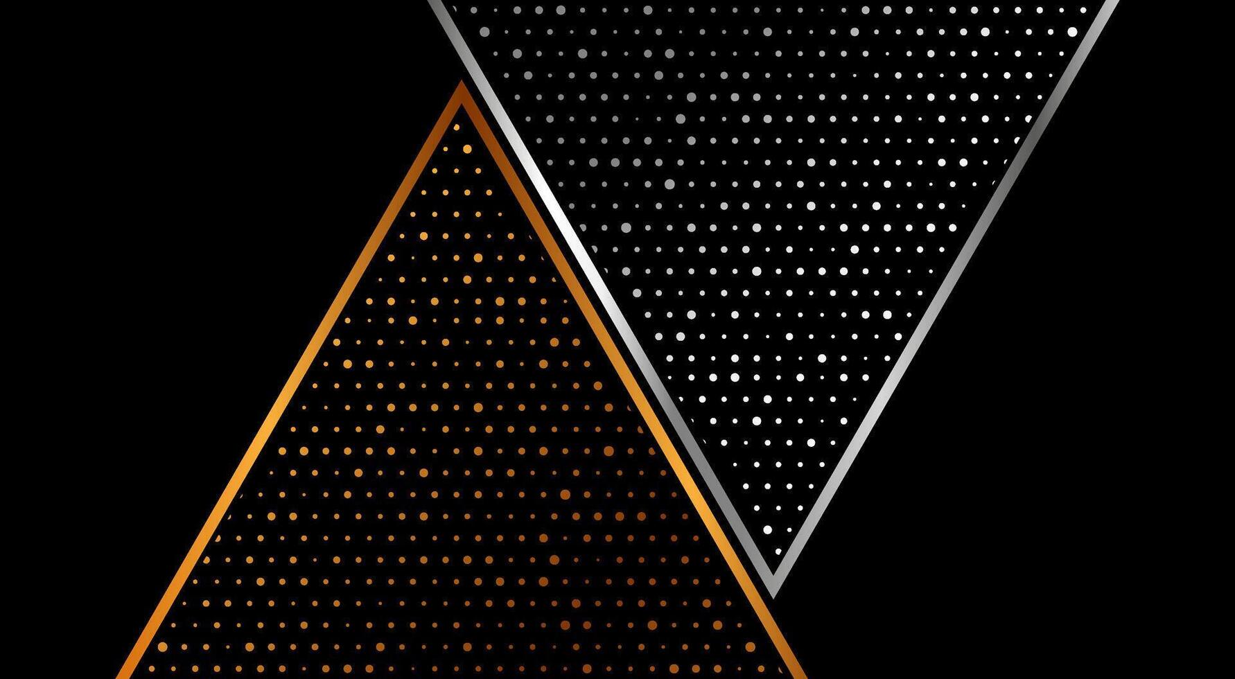 Silver and golden dotted triangles abstract tech background vector