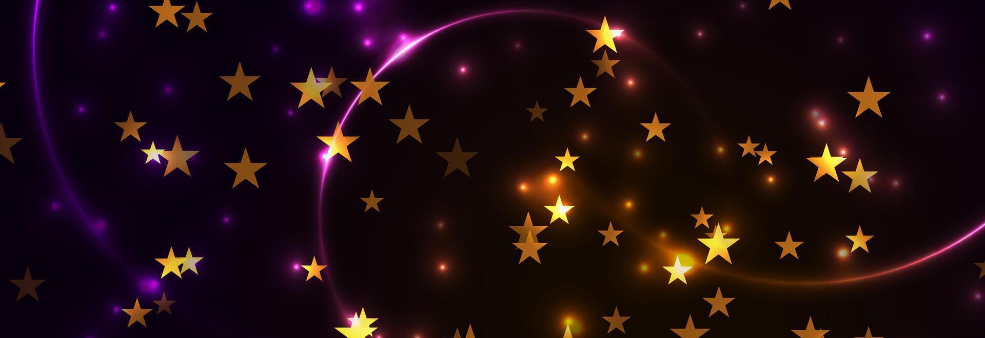Golden stars and glowing lights abstract background vector