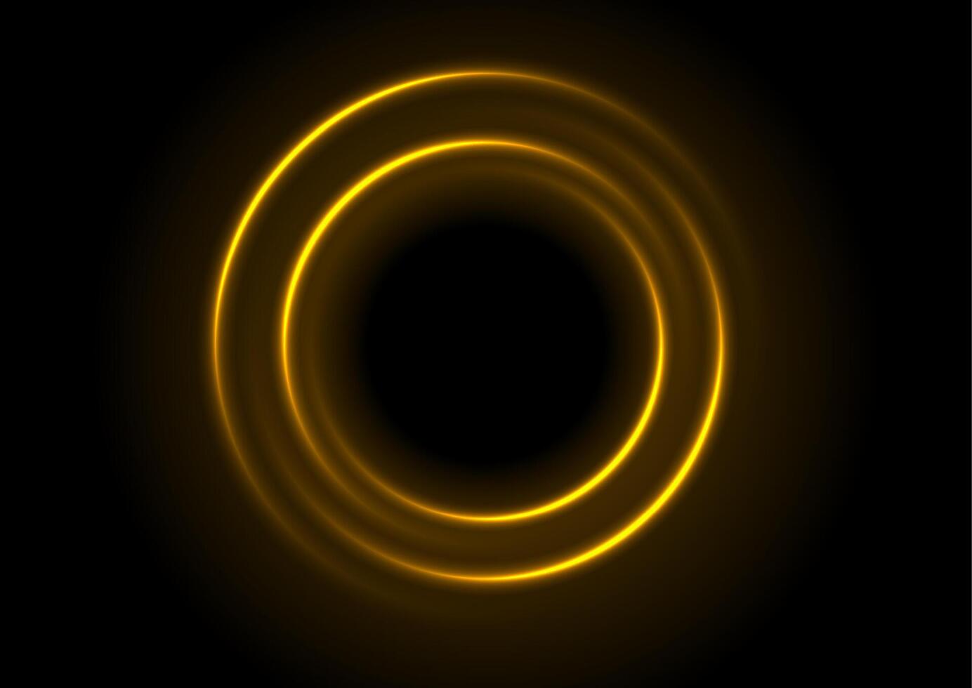Bright yellow glowing neon circles abstract concept background vector