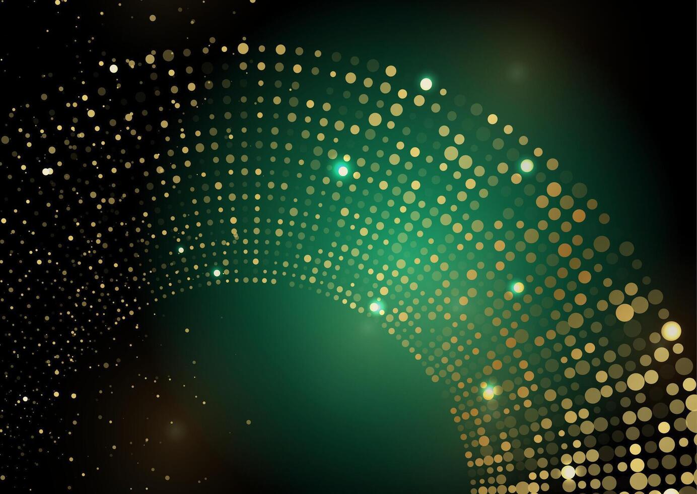 Shiny gold halftones dotted particles abstract sparkling background vector