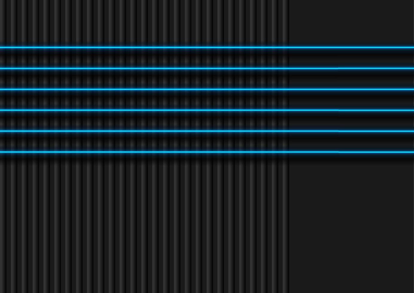 Vibrant blue neon laser lines on black wall abstract background vector