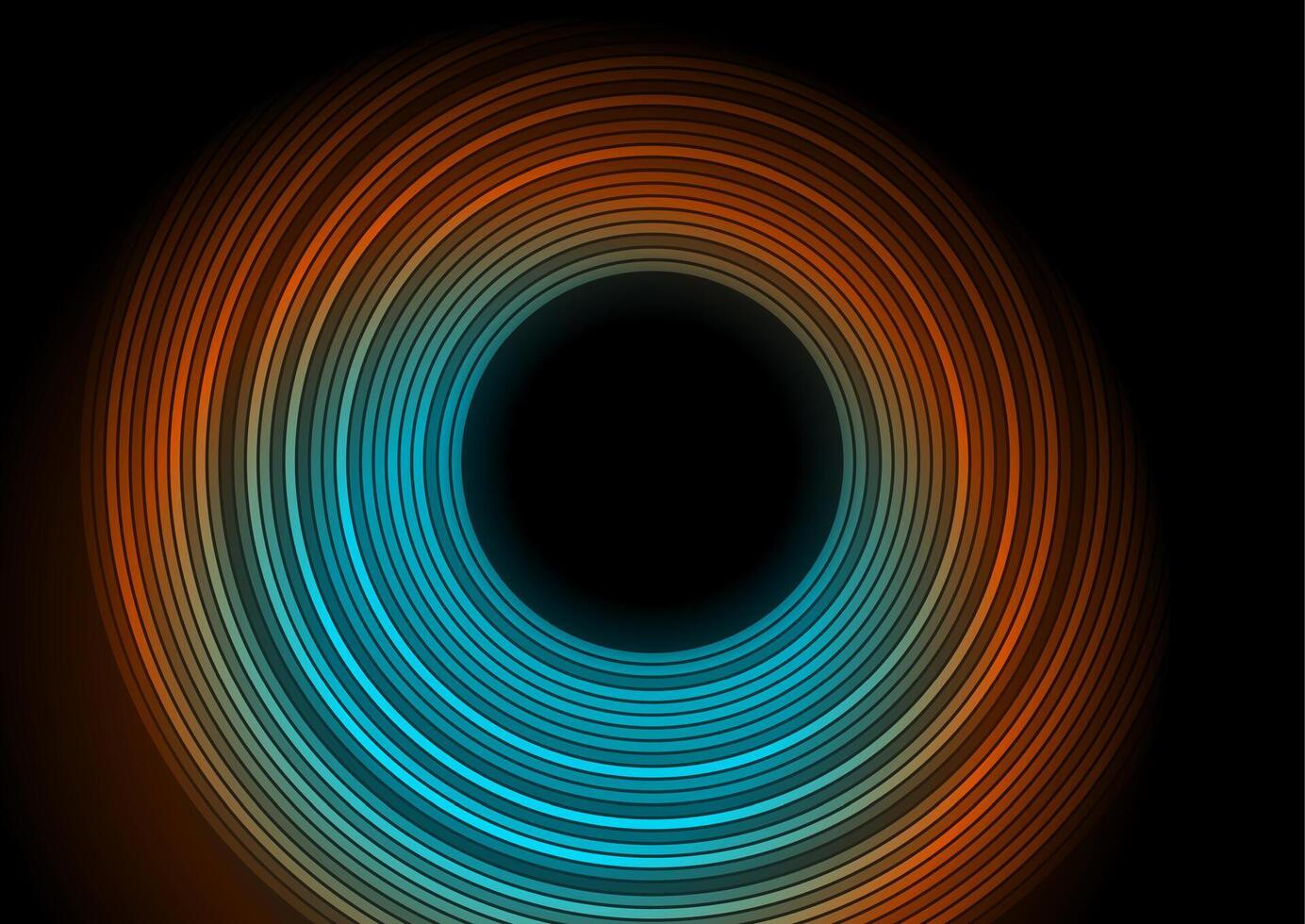Blue orange minimal round lines abstract futuristic tech background vector