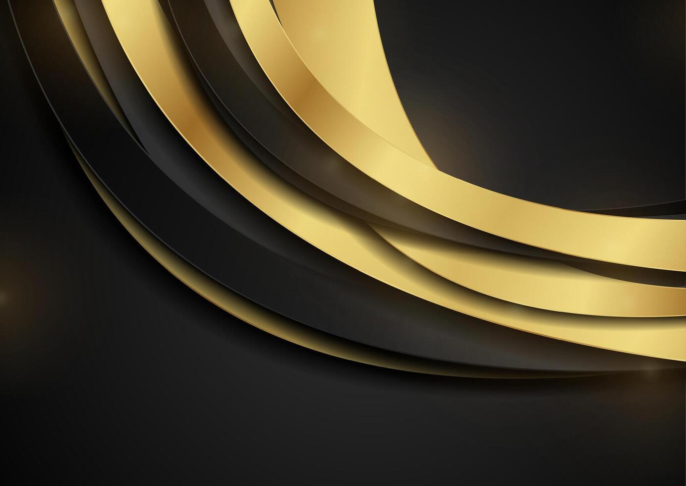 Luxury golden and black waves geometric abstract background vector
