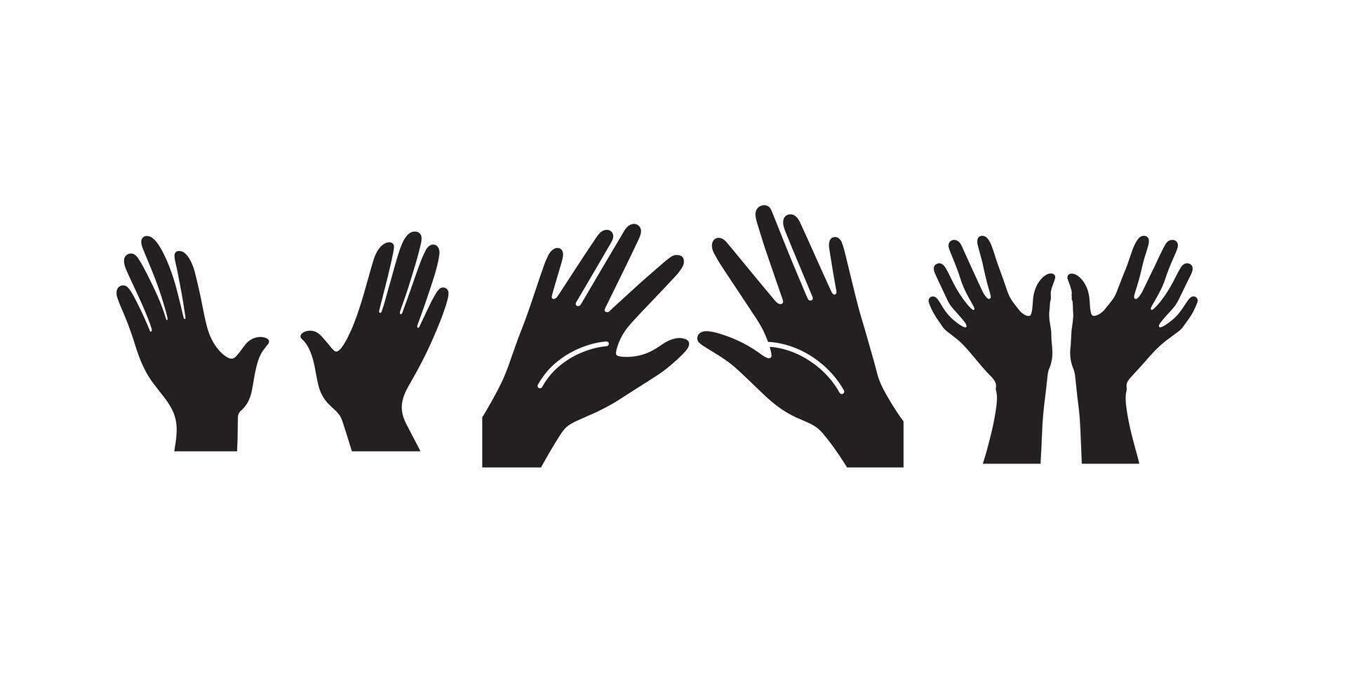 hands icons set isolated on white background vector