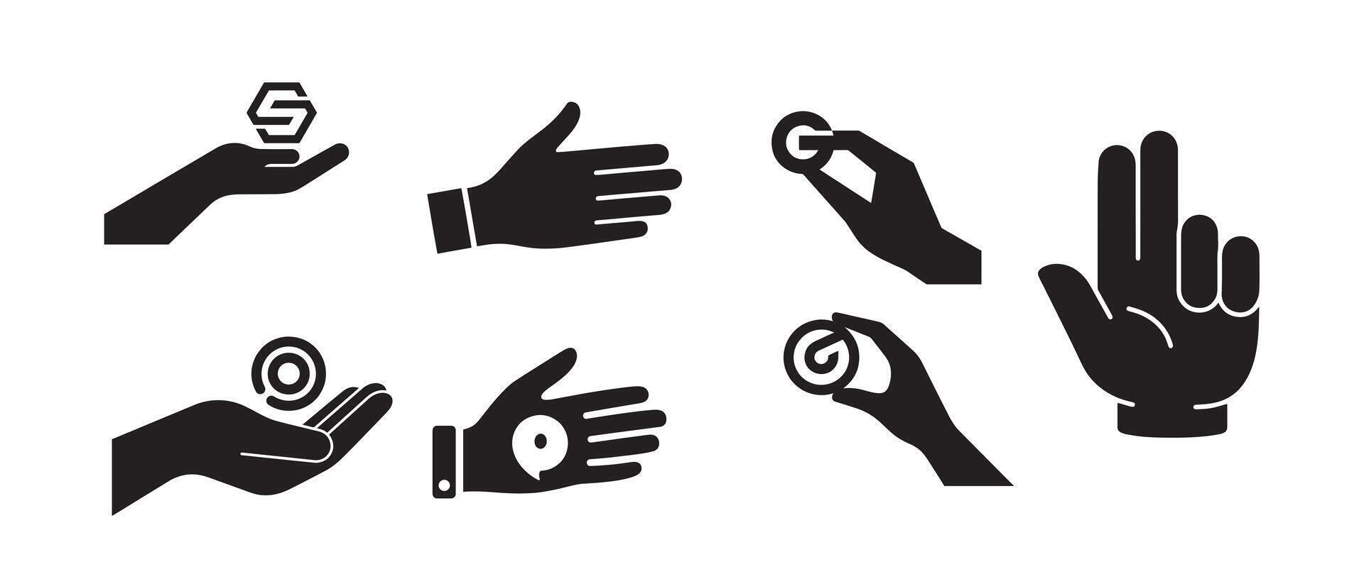 hand holding symbol icons for web design on white background vector