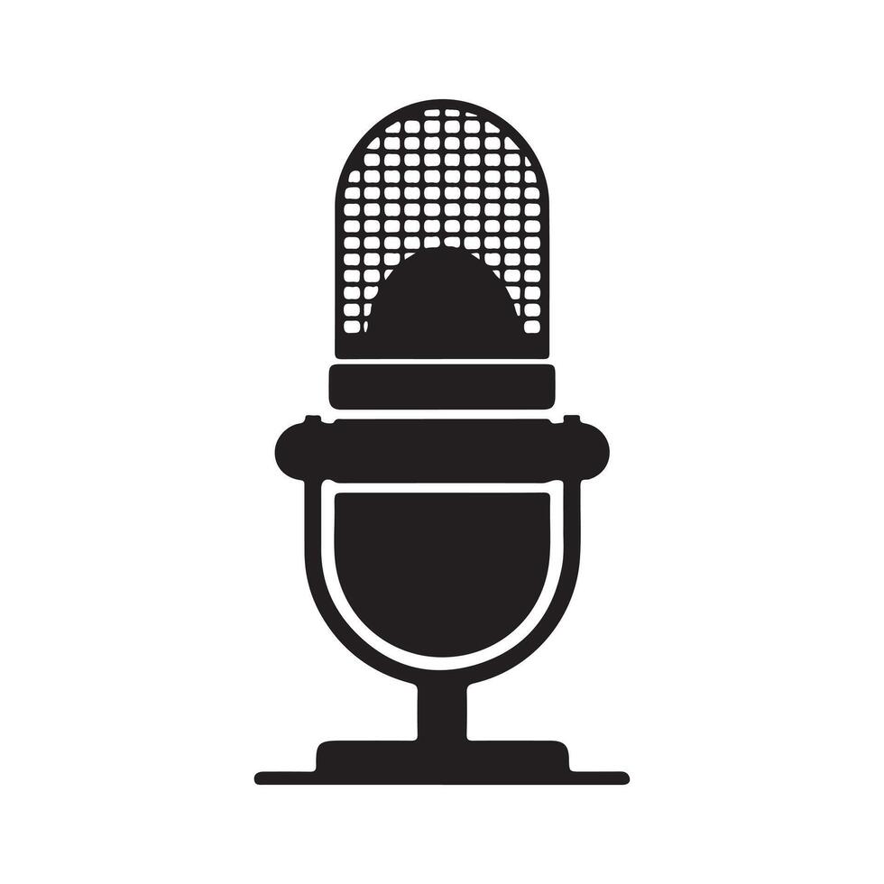 Microphone icon. Podcast mike, journalist microphone, karaoke, conference. vector