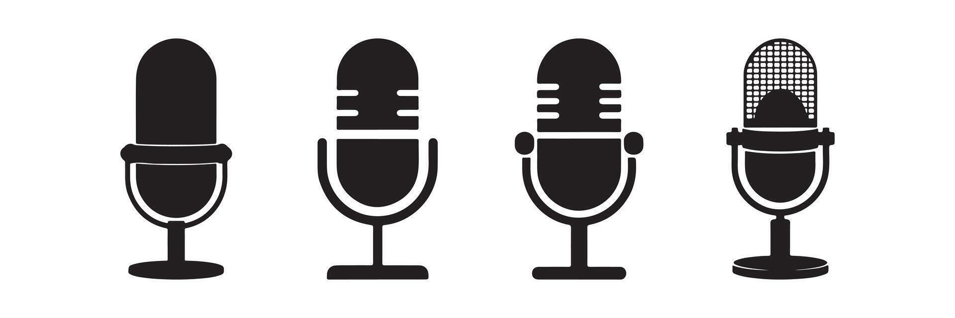 Podcast microphone icon set. Microphone icon vector