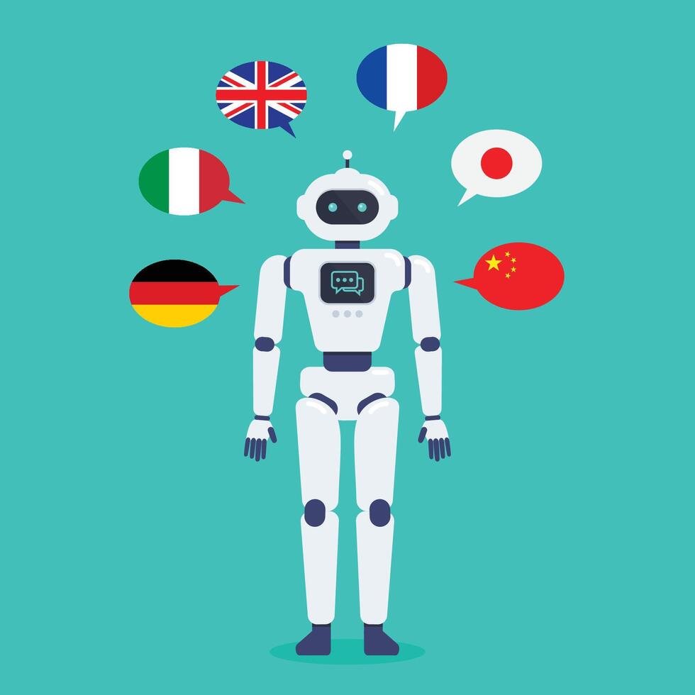 Artificial Intelligence robot translator vector