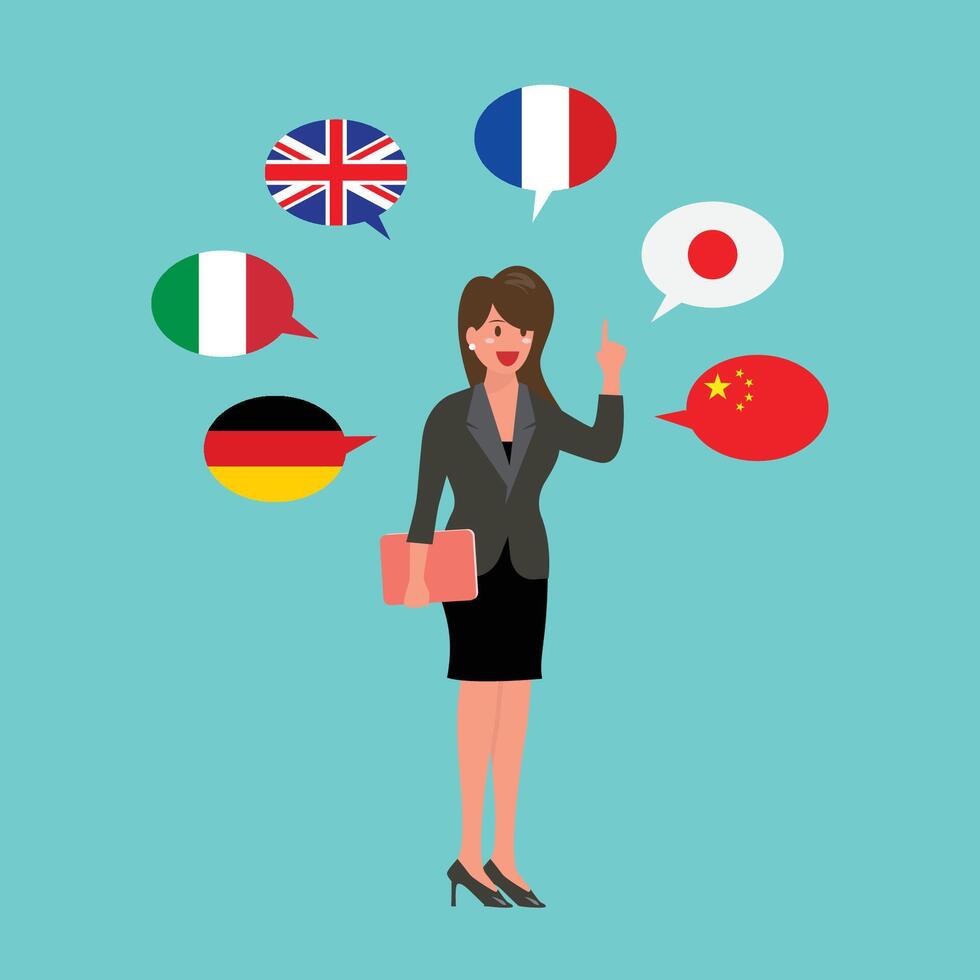 Business woman speaking many different languages vector