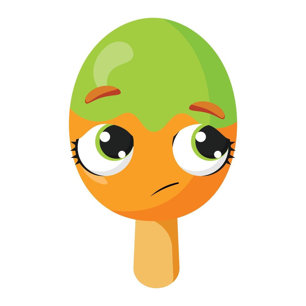 Pleading two-toned ice cream character with hopeful eyes Begging frozen treat vector