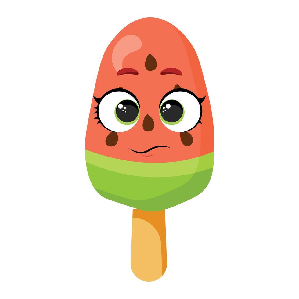 Neutral watermelon ice cream character vector