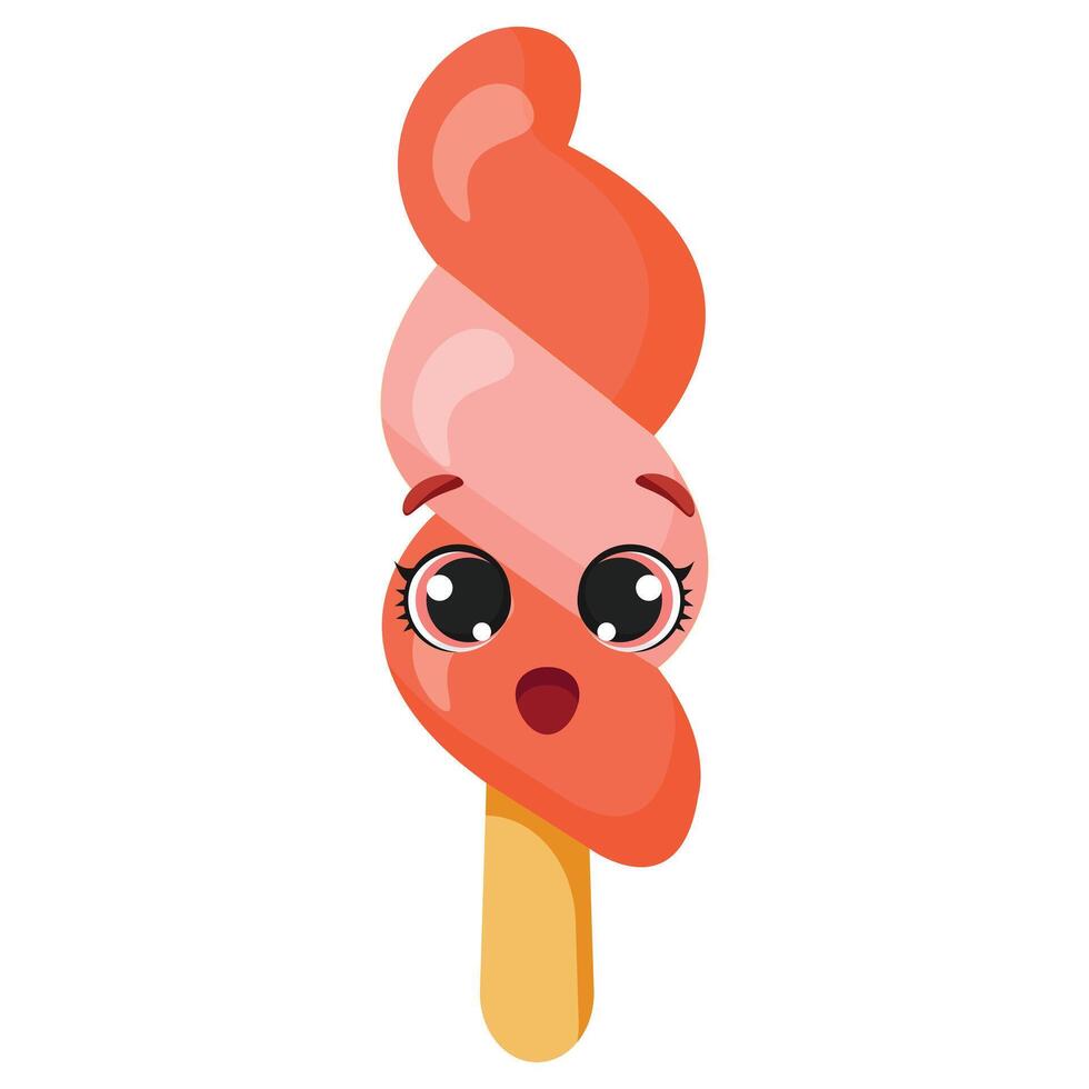 Surprised swirled ice cream character with open mouth vector
