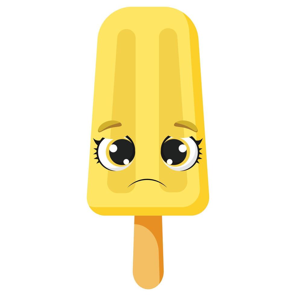 Sad yellow ice cream vector