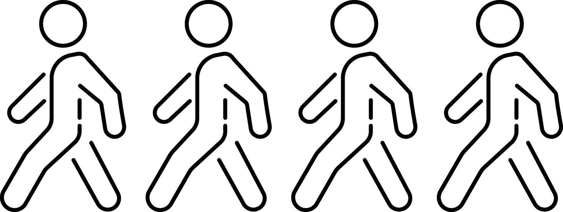 Set of Walking people icon. Walking animation. Posture stickman. People icons set.a group of people walking in a line. Flat style illustration. vector