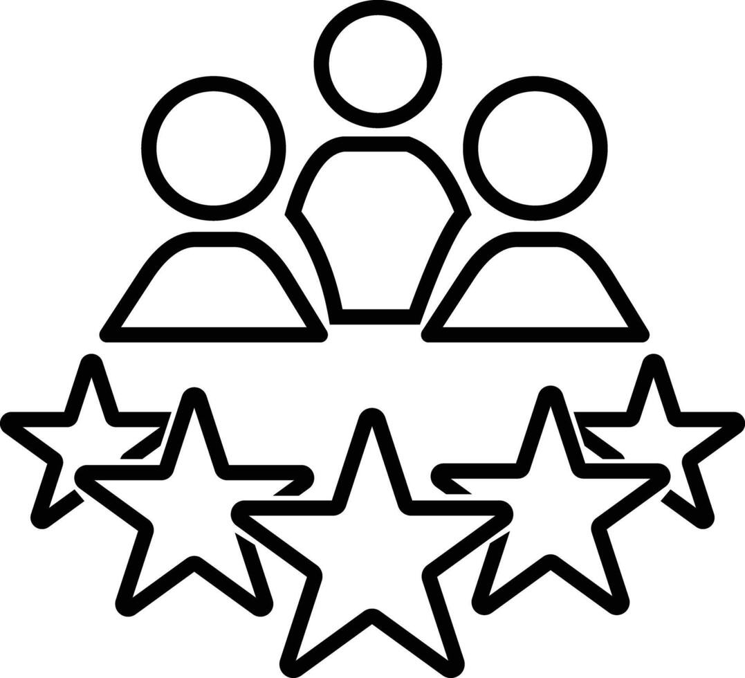 business client icon, Client or customer five star success icon, people group with 5 stars line sign, design in trendy style vector