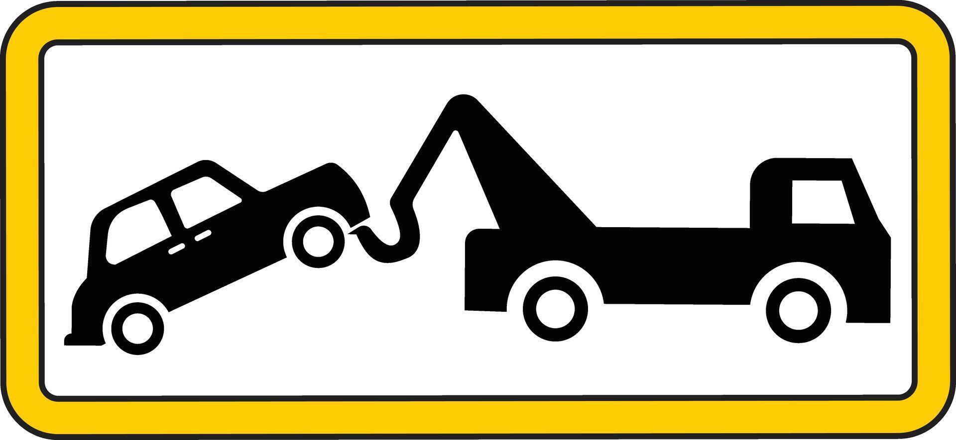 Towing service icon. Truck used to tow or pick up damaged or disabled vehicles. No parking tow away zone. a sign with a tow truck and a car vector