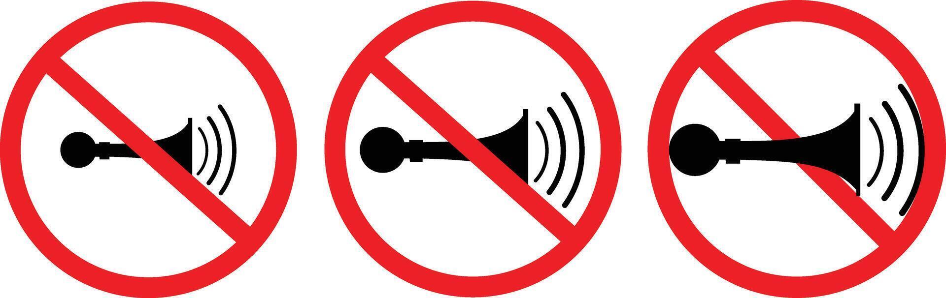 set Attention honk icon. no sound sign with a horn and a loudspeaker. Symbols prohibition and warning signs. in modern design. design template illustration vector