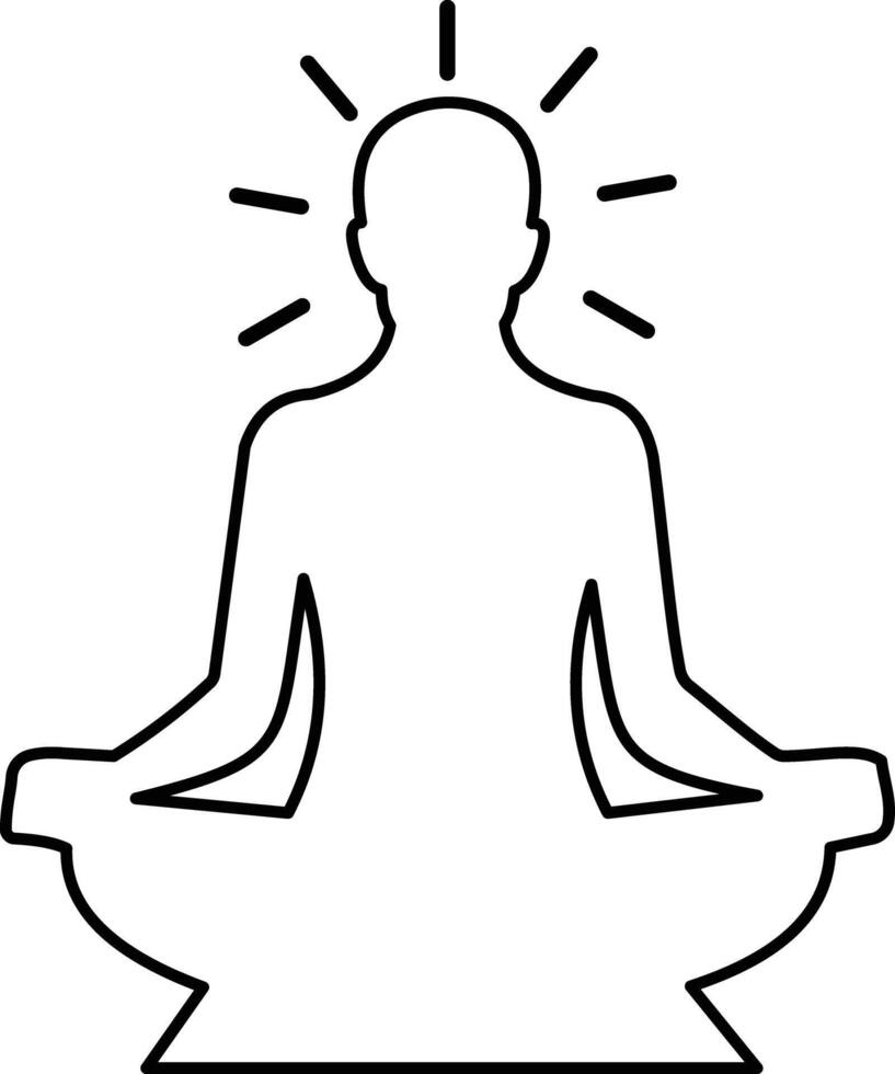 a man in a lotus position with his hands up. meditation icon. yoga icon in modern design vector