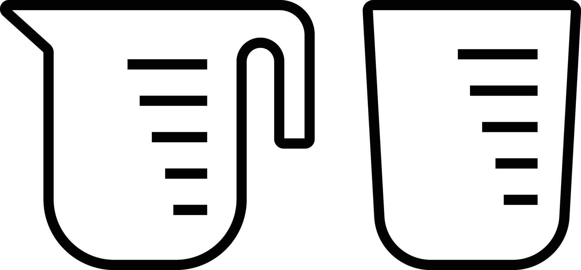Measuring cup icon. measuring beaker icon. two test tubes with a measuring cup on top. symbol in line and flat style. Cooking equipment in the kitchen. vector